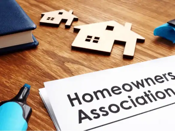 Homeowners association document concept illustrating housing management and planning process