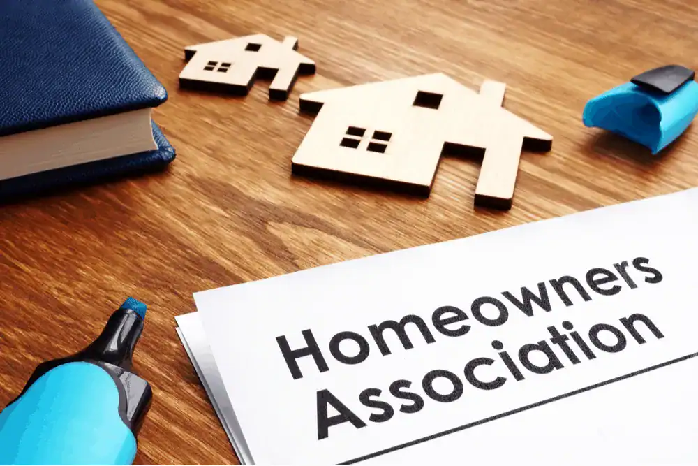 Homeowners association document concept illustrating housing management and planning process
